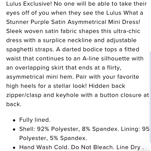 Purple satin asymmetrical mini dress - Picture 11 of 11